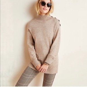 NWT Anthropologie Oatmeal Mock Neck Margarita Tunic Sweater Small